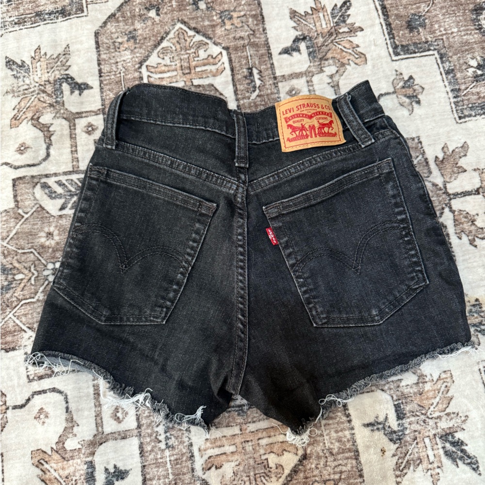 Levi's Charcoal Denim Frayed Shorts